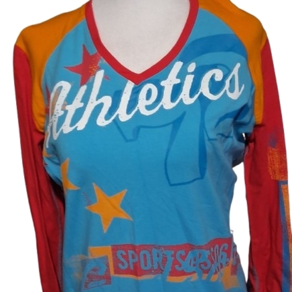 NWOT RARE Nike Women's ATHLETIC Long Sleeve Tee - Blue, Red, Orange, Size L